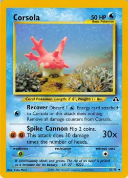 Corsola - 37/75 Neo Discovery - Pokemon TCG - 2001 - Image 1
