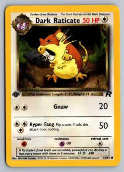 Pokemon Dark Raticate Common 1st edition Team Rocket 51/82 LP - Image 1