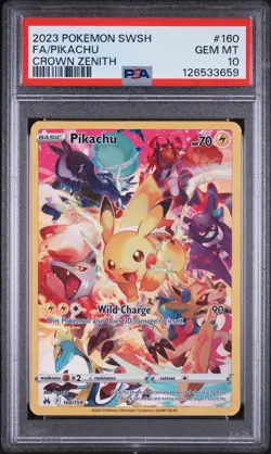 2023 POKEMON SWORD & SHIELD CROWN ZENITH #160 FULL ART/PIKACHU PSA 10 - Image 1
