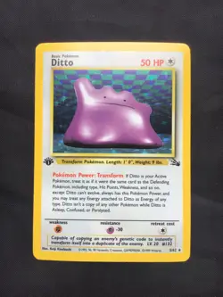 Pokemon Cards: 1st Edition Fossil Rare Holo: Ditto 3/62 - Image 1