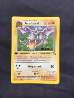 Pokemon Cards: 1st Edition Fossil Rare Holo Prerelease: Aerodactyl 1/62 - Image 1
