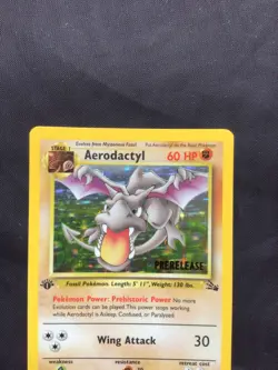 Pokemon Cards: 1st Edition Fossil Rare Holo Prerelease: Aerodactyl 1/62 - Image 2