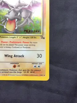 Pokemon Cards: 1st Edition Fossil Rare Holo Prerelease: Aerodactyl 1/62 - Image 5