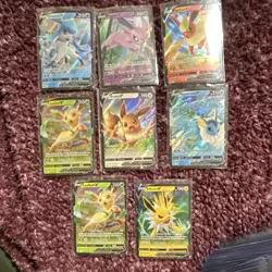 Pokemon TCG V Holo Lot 8 Cards Glaceon Espeon Flareon Leafeon Eevee - Image 1