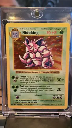 Nidoking - 11/102 - Shadowless Holo Rare Base Set 1999 - Pokemon - Damaged 💔 - Image 1