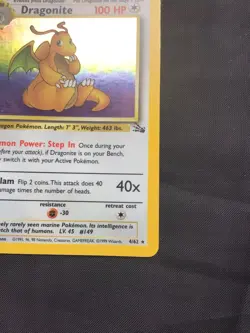 Pokemon Cards: 1st Edition Fossil Rare Holo: Dragonite 4/62 - Image 5