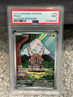 PSA 9 2024 POKEMON TWM EN-TWILIGHT MASQUERADE 168 PINSIR ILLUSTRATION RARE - Image 1