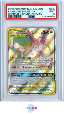 FA/GRDVR. & FLNR. GX POKEMON #205 2019 SM UNBROKEN BONDS - GER PSA 9 - Image 1