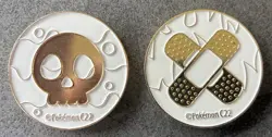 Pokemon TCG Metal Status Coins Burn & Poison Skull Band Aids Gold White C22 NEW - Image 1