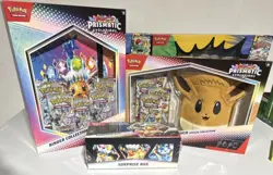 Pokemon TCG Scarlet & Violet Prismatic Evolutions 3 Piece Bundle Sealed - Image 1