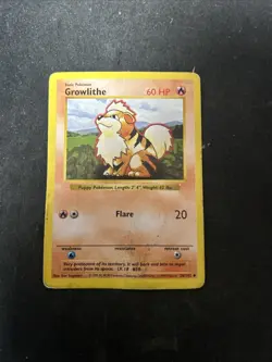 1999 POKEMON BASE SET GROWLITHE SHADOWLESS #28/102 - Image 1