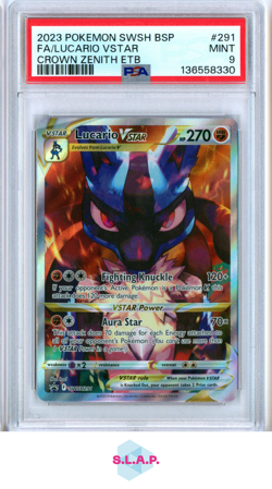 FA/LUCARIO VSTAR CROWN ZENITH ETB POKEMON SWSH BLACK STAR PROMO 2023 291 PSA 9 - Image 1