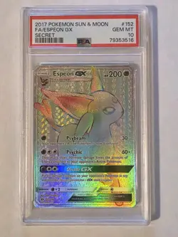 PSA 10 Espeon GX 152/149 Secret Rare Rainbow Sun & Moon 2017 Pokemon - Image 1