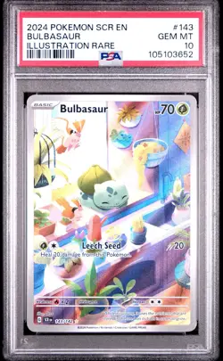 2024 POKEMON SCR EN-STELLAR CROWN ILLUSTRATION RARE #143 BULBASAUR PSA 10 - Image 1