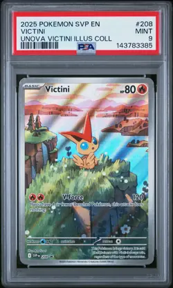 2025 POKEMON SVP EN-SV BLACK STAR PROMO #208 VICTINI PSA 9 - Image 1