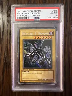 Yu-Gi-Oh! TCG 2002 Promo BPT Collectors Tin 005 Red Eyes Black Dragon PSA 8 - Image 1
