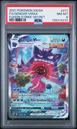 2021 POKEMON SWORD & SHIELD FUSION STRIKE SECRET #271 FULL ART/GENGAR VMAX PSA 8 - Image 1