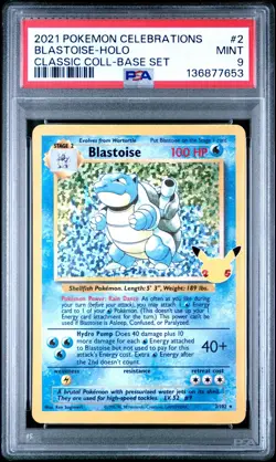 Pokemon TCG Blastoise 2/102 Celebrations Classic Collection PSA 9 - Image 1