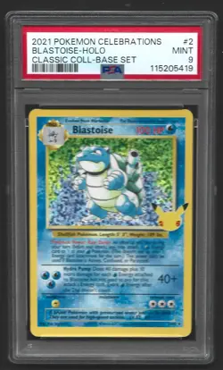 Pokemon PSA 9 MINT Celebrations Blastoise 2/102 Classic Collection Holo - Image 1