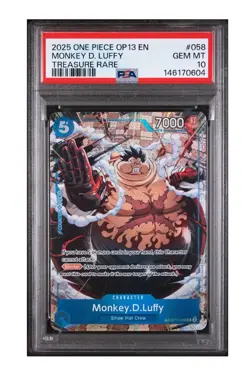 2025 ONE PIECE MONKEY D. LUFFY OP13-CARRYING ON HIS WILL TREASURE RARE PSA 10 - Image 1