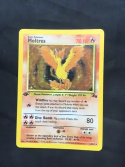 Pokemon Cards: 1st Edition Fossil Rare Holo: Moltres 12/62 - Image 1