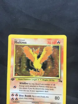 Pokemon Cards: 1st Edition Fossil Rare Holo: Moltres 12/62 - Image 2