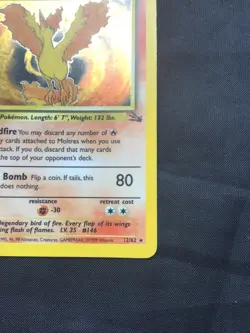Pokemon Cards: 1st Edition Fossil Rare Holo: Moltres 12/62 - Image 5
