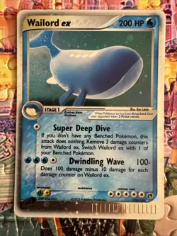 Pokemon Wailord EX Holo Card 100/100 EX Sandstorm 2003 - Image 1