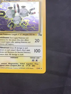 Pokemon Cards: 1st Edition Fossil Rare Holo: Magneton 11/62 - Image 5