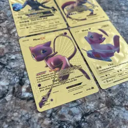 Four Gold Foil Mewtwo Ex/GX And Mew V/EX Pokemon Fan Art Cards - Near Mint - Image 2