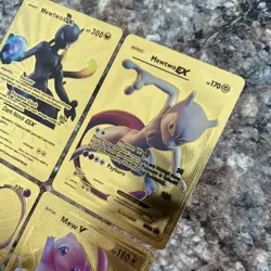 Four Gold Foil Mewtwo Ex/GX And Mew V/EX Pokemon Fan Art Cards - Near Mint - Image 4