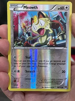 POKEMON MEOWTH 88/114 COMMON REVERSE HOLOFOIL STEAM SIEGE NM CARD - Image 1