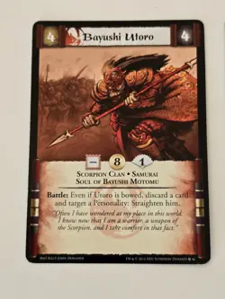 Bayushi Utoro Scorpion X 3 Clan Card Legend of the Five Rings CCG Dynasty # 36 - Image 2