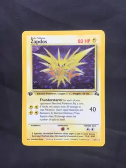 Pokemon Cards: 1st Edition Fossil Rare Holo: Zapdos 15/62 - Image 1