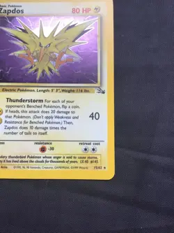 Pokemon Cards: 1st Edition Fossil Rare Holo: Zapdos 15/62 - Image 5