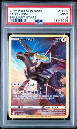 2022 POKEMON SWORD & SHIELD BRILLIANT STARS #TG05 FULL ART ZEKROM PSA 9 - Image 1