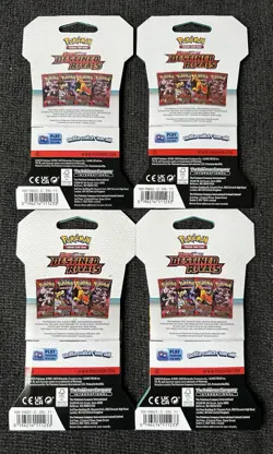 (4) POKEMON TCG SCARLET & VIOLET DESTINED RIVALS SLEEVED BOOSTERS FULL ART SET - Image 2