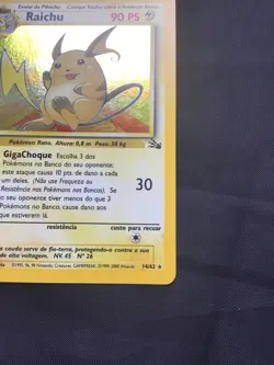 Pokemon Cards: PORTUGUESE 1st Edition Fossil Rare Holo: Raichu 14/62 - Image 5