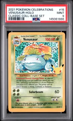 PSA 9 Venusaur 15/102 2021 Celebrations: Classic Collection Pokemon TCG 15/102 - Image 1