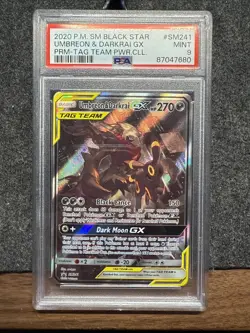 Pokemon TCG Umbreon & Darkrai GX SM241 PSA 9 - Image 1