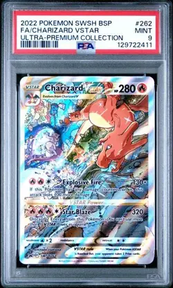 2022 POKEMON SWSH BLACK STAR PROMO #262 FULL ART/CHARIZARD VSTAR PSA 9 - Image 1