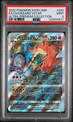 2022 Pokemon Swsh Black Star Promo Charizard VSTAR Fa Ultra-Premium PSA 9 #262 - Image 1