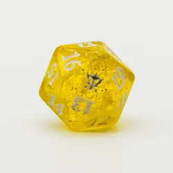 MTG Dragons Of Tarkir Spindown Dice Life Counter D20 Transparent Yellow Glitter - Image 1