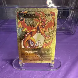 Pokemon Charizard DX Gold Metal Full Art Foil Card MAX 500 HP Fire Dragon - Image 1