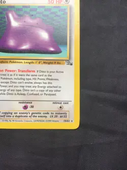 Pokemon Cards: Fossil 1st Edition Rare: Ditto 18/62 - Image 4