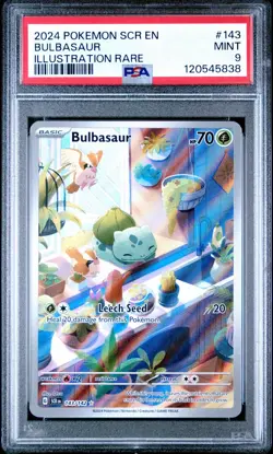 Pokemon TCG Bulbasaur Stellar Crown Illustration Card 143/142 PSA 9 - Image 1