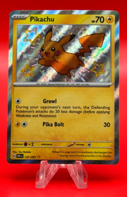 Pokemon Pikachu SV: Paldean Fates Shiny Rare Holo Card 131/091 TCG LP - Image 1