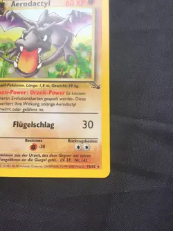 Pokemon Cards: GERMAN Fossil 1st Edition Rare: Aerodactyl 16/62 - Image 4