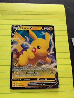 Pokemon TCG Pikachu v SWSH061 Full Art Holo Card Sword and Shield Promo - Image 1