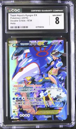 CGC 8 Team Aqua's Kyogre EX 2015 Double Crisis 6/34 Holo Pokemon Card - Image 1